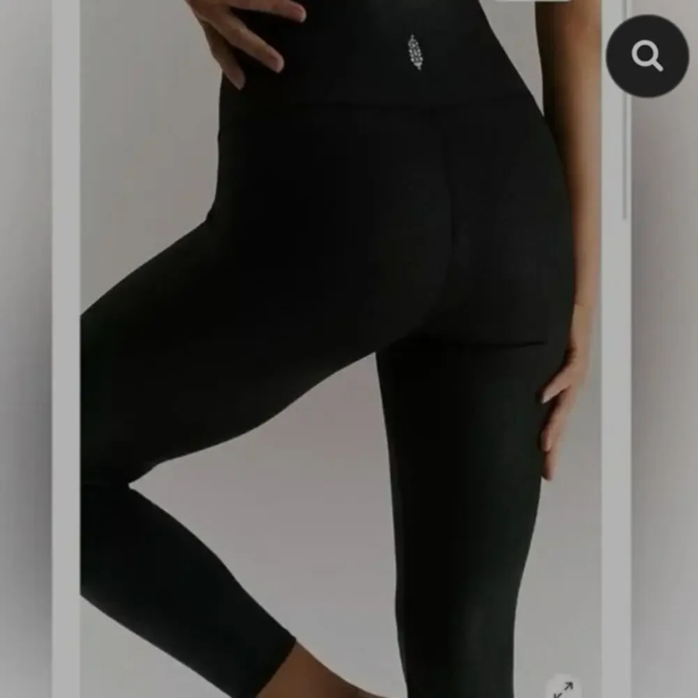 Free People Movement Women's Almost Famous Black Shiny leggings size Small - Picture 2 of 12